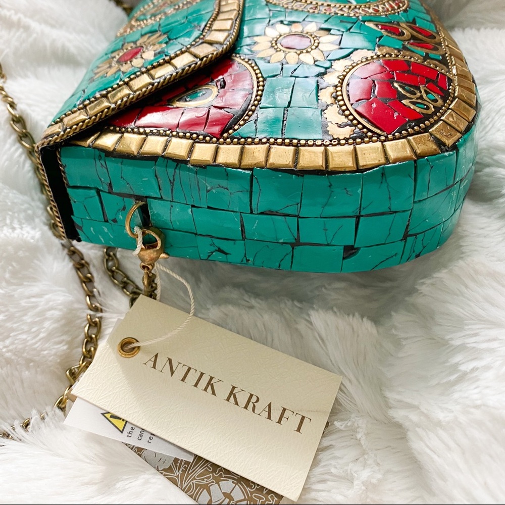 Anthropologie ANTIK KRAFT Metal Clutch Purse - Picture 6 of 13
